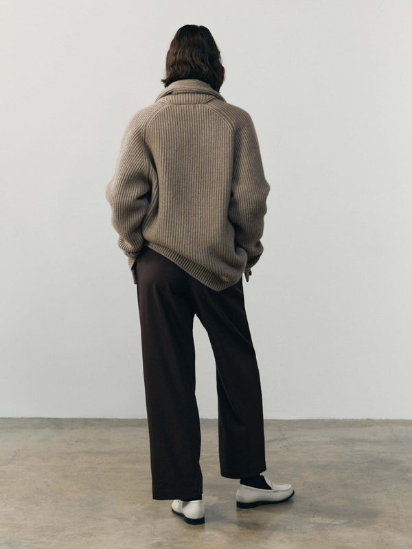 Begg & Co Womens Undyed Brown Yacht Cashmere Knitted Cardigan