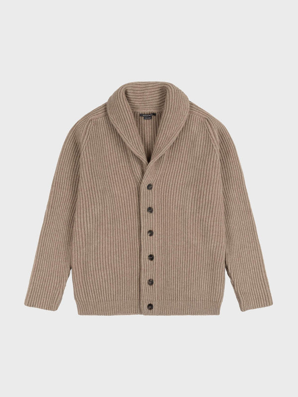 Begg & Co Womens Undyed Brown Yacht Cashmere Knitted Cardigan