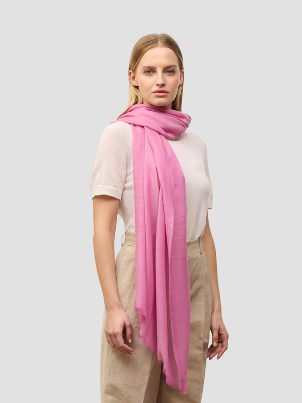 begg & co Womens Wispy Solid Gypsy Pink Lightweight Cashmere Scarf - Begg x Co