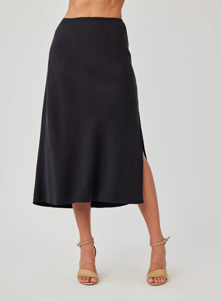 Bella Dahl Amara Side Slit Bias Skirt - Black
