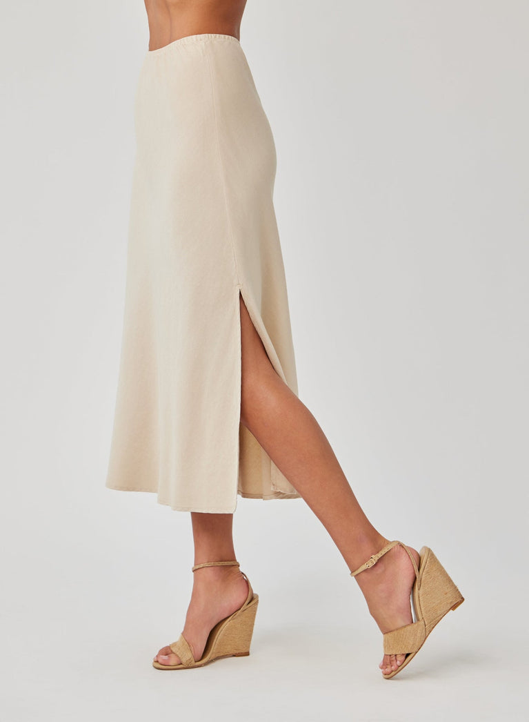 Bella Dahl Amara Side Slit Bias Skirt - Khaki Shell