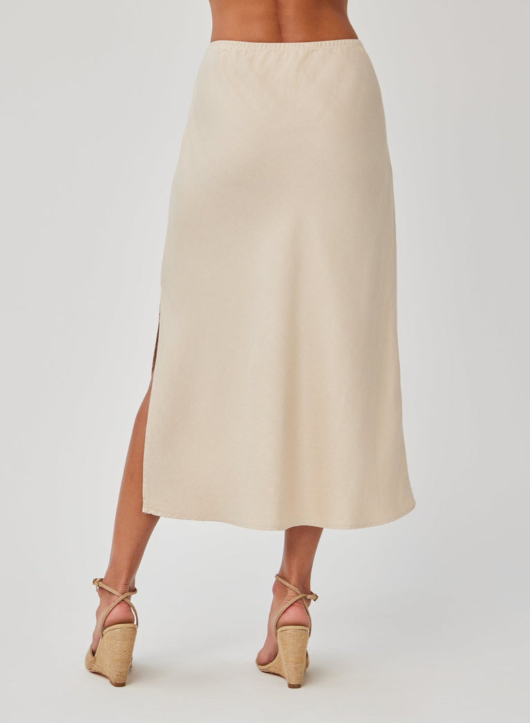 Bella Dahl Amara Side Slit Bias Skirt - Khaki Shell
