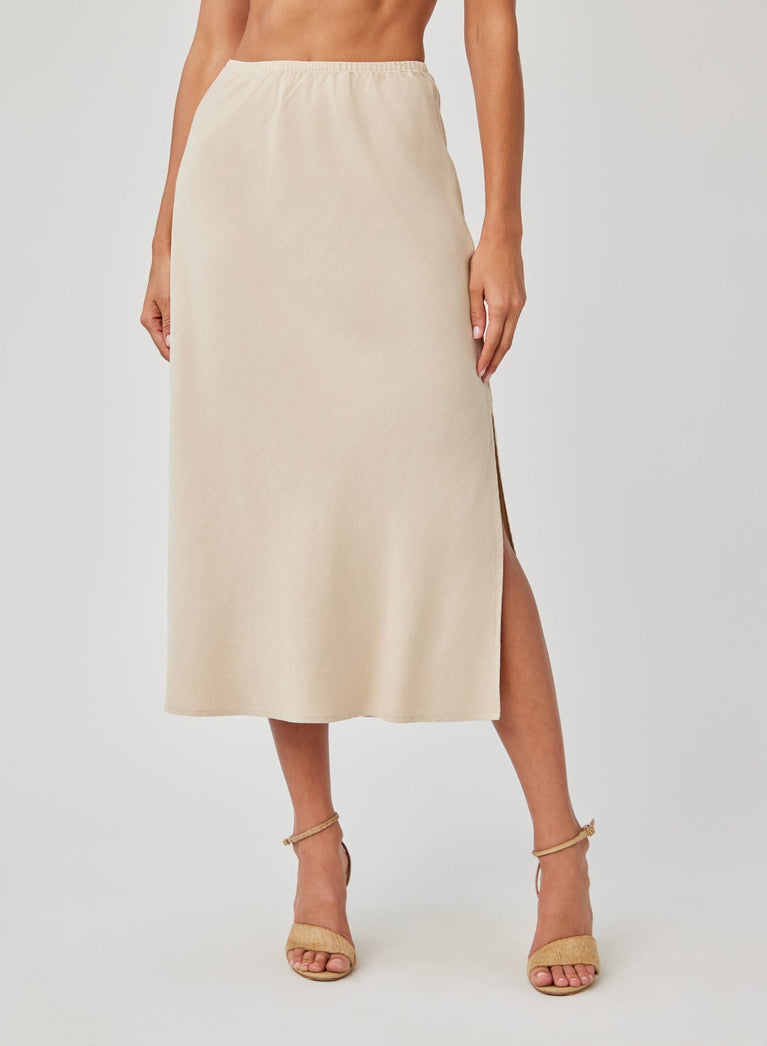Bella Dahl Amara Side Slit Bias Skirt - Khaki Shell