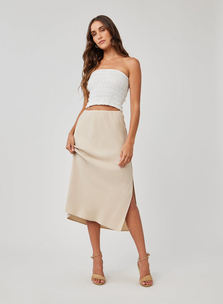 bella dahl Amara Side Slit Bias Skirt - Khaki Shell