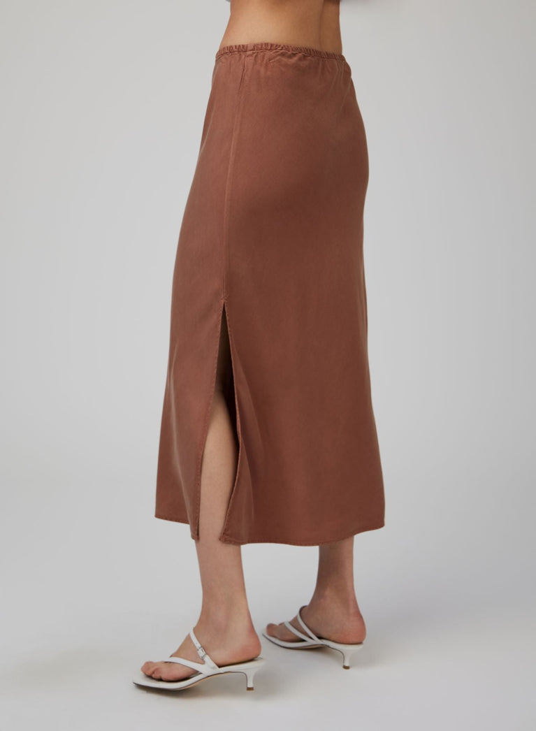 Bella Dahl Amara Side Slit Bias Skirt - Sandal Brown