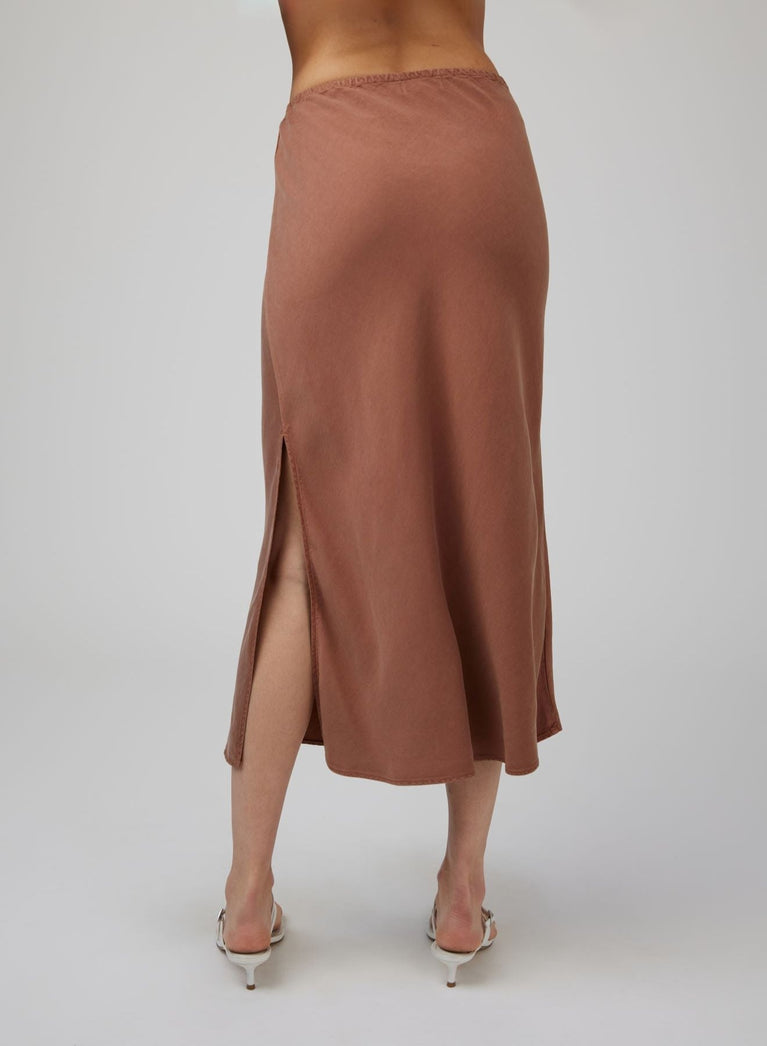 Bella Dahl Amara Side Slit Bias Skirt - Sandal Brown