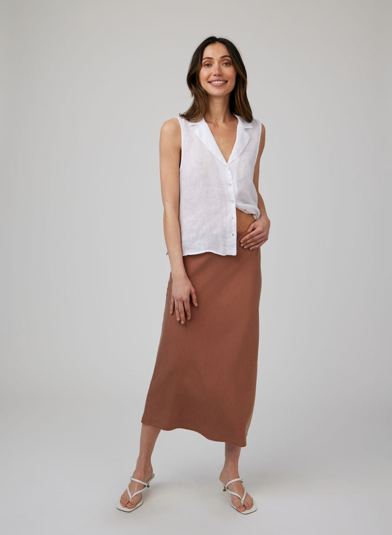 bella dahl Amara Side Slit Bias Skirt - Sandal Brown