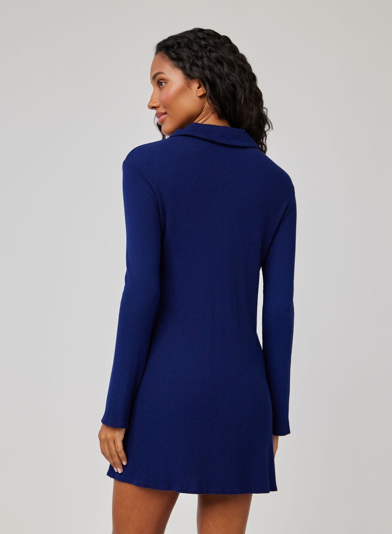 Bella Dahl Bell Sleeve Mini Shirt Dress - Navy Coast