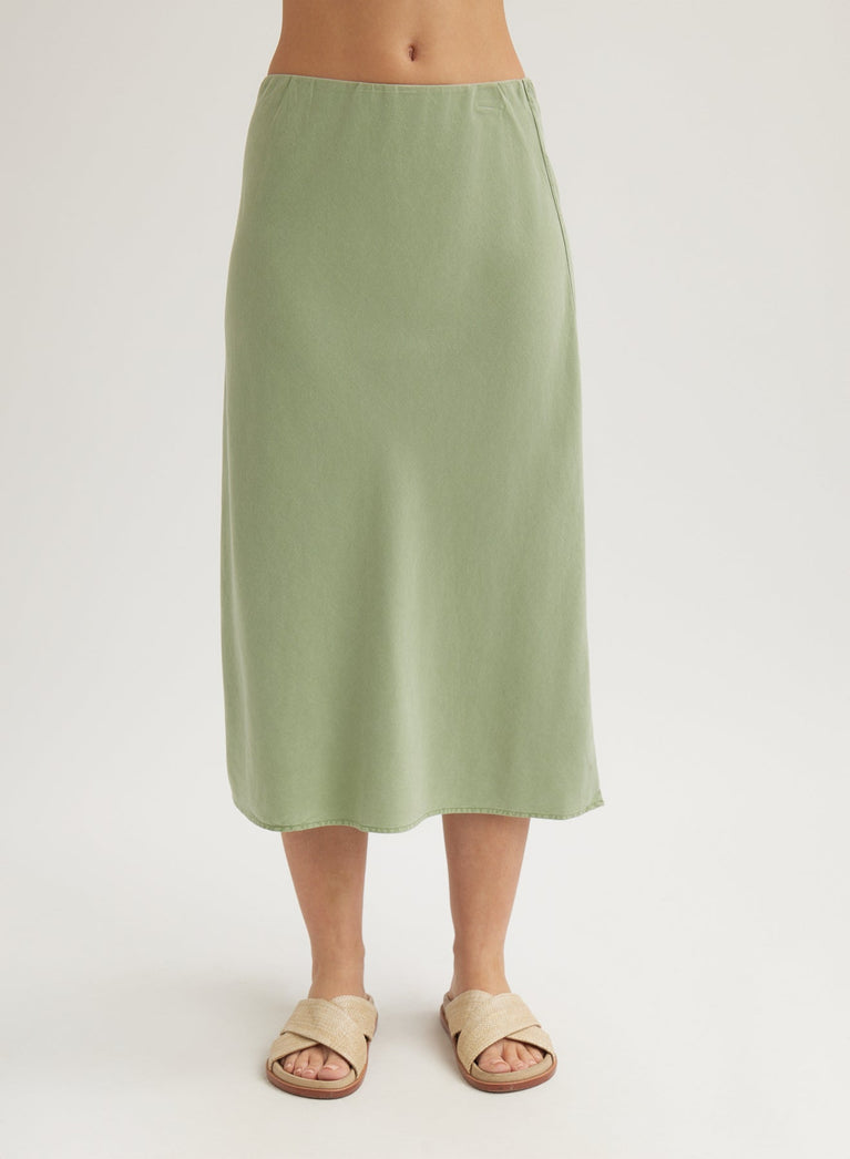 Bella Dahl Bias Midi Skirt - Olive Grove