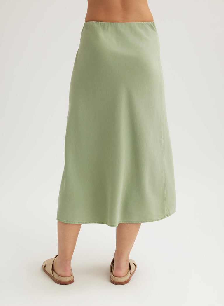Bella Dahl Bias Midi Skirt - Olive Grove