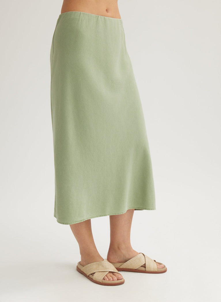 Bella Dahl Bias Midi Skirt - Olive Grove