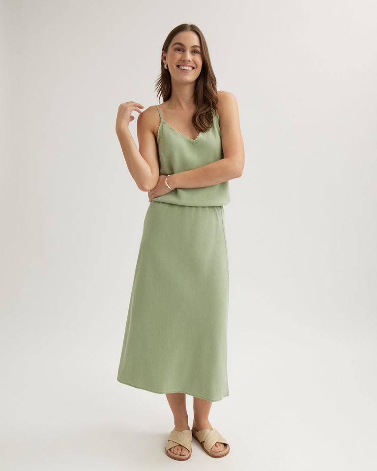 bella dahl Bias Midi Skirt - Olive Grove