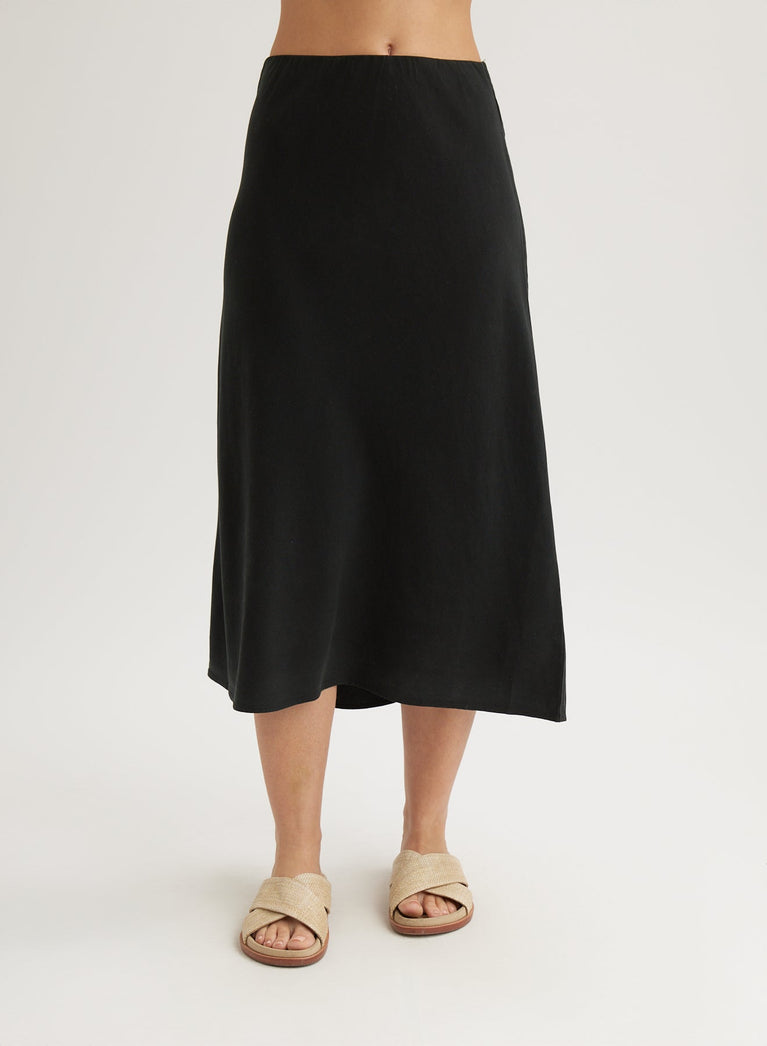 Bella Dahl Bias Midi Skirt - Vintage Black
