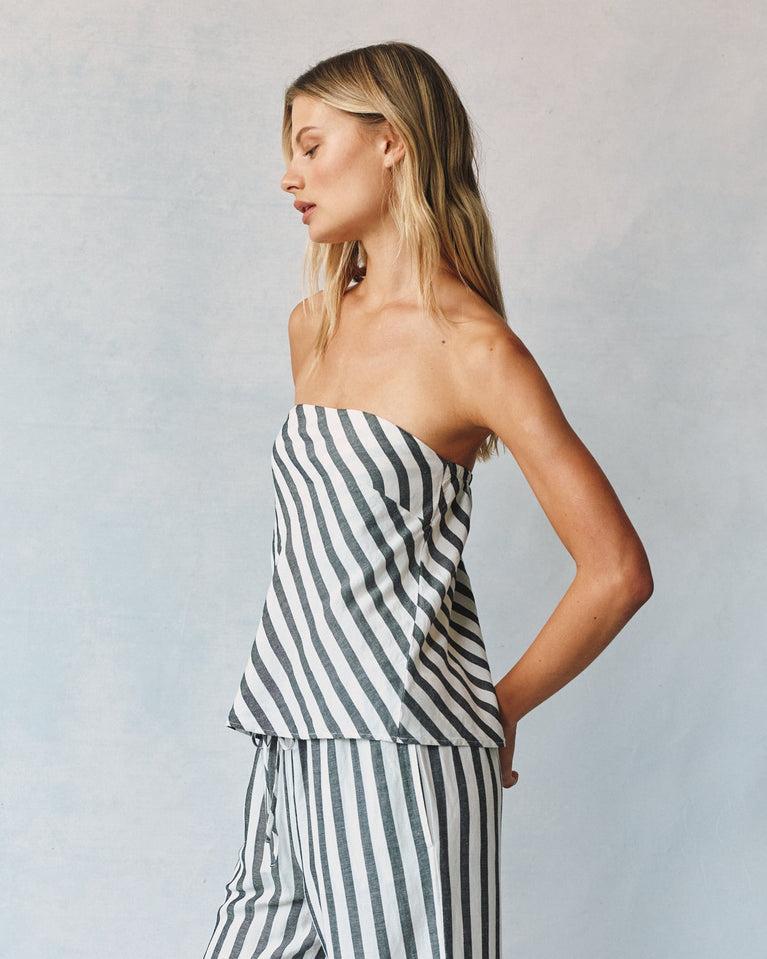 Bella Dahl Bias Strapless Top - Saint Tropez Stripe