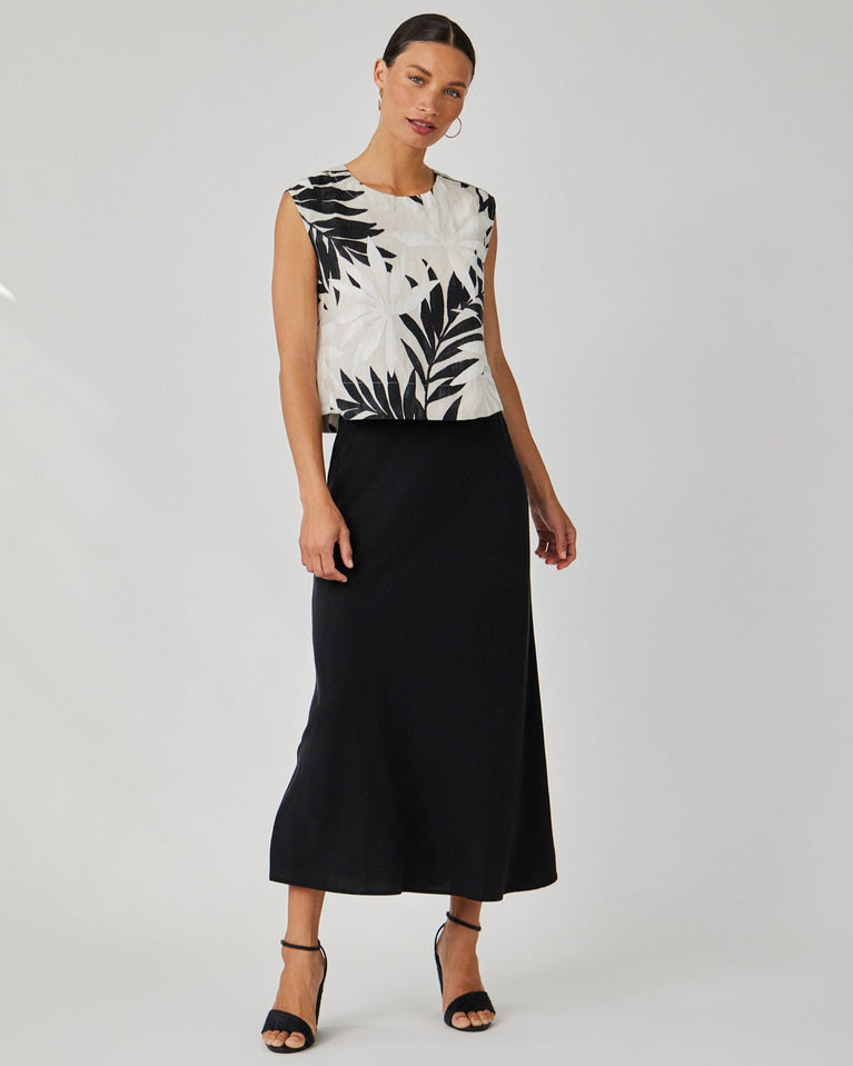 bella dahl Boxy Button Back Top - Maui Palm Print