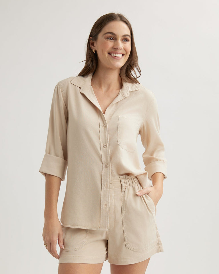 bella dahl Callie Ruffle Short - Linen Sand