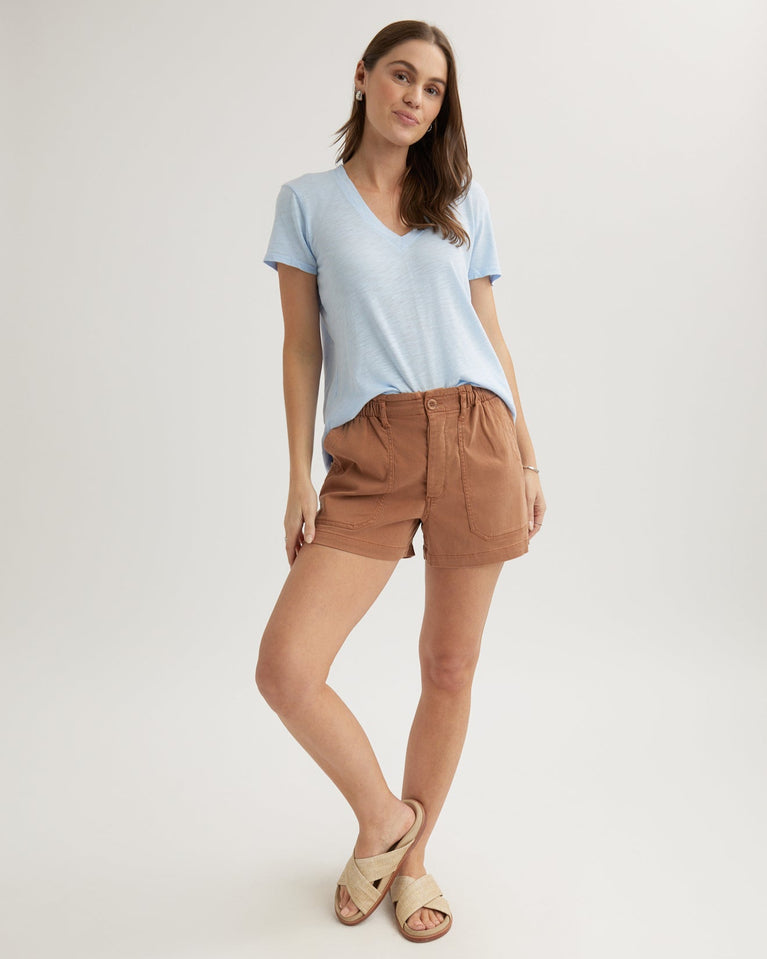 bella dahl Callie Ruffle Short - Terracotta Brown