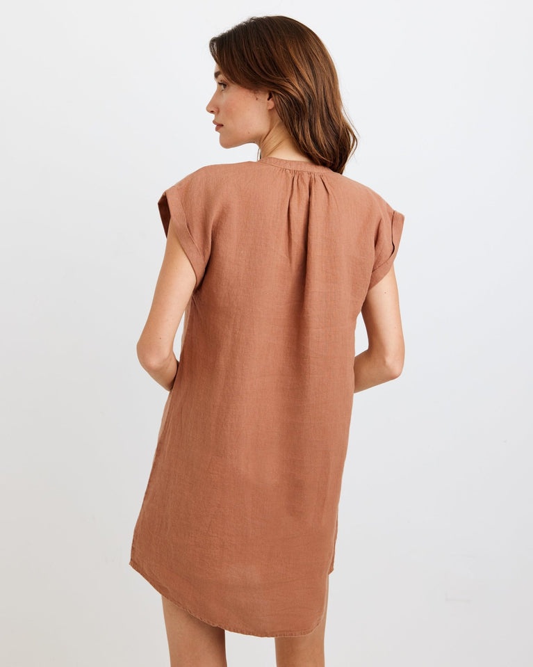 Bella Dahl Cap Sleeve Henley Dress - Coastal Brown