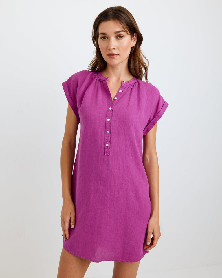 Bella Dahl Cap Sleeve Henley Dress - Wild Plum