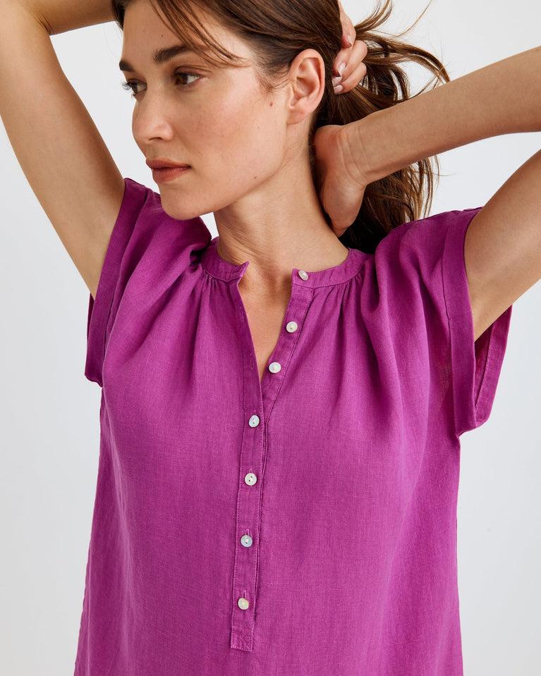 Bella Dahl Cap Sleeve Henley Dress - Wild Plum
