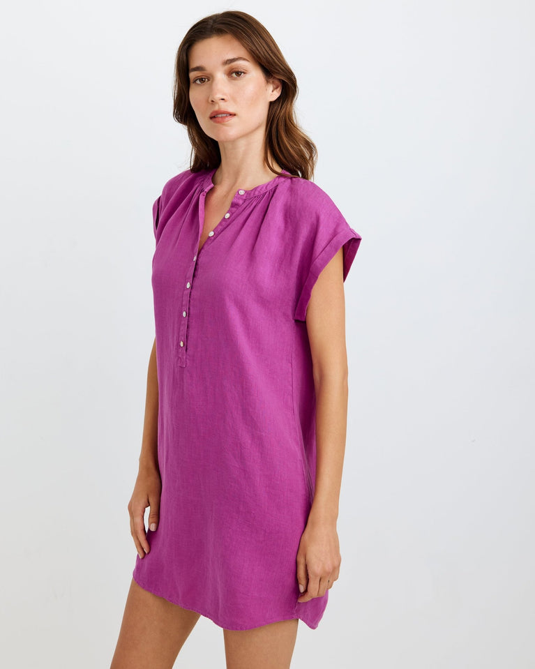 Bella Dahl Cap Sleeve Henley Dress - Wild Plum