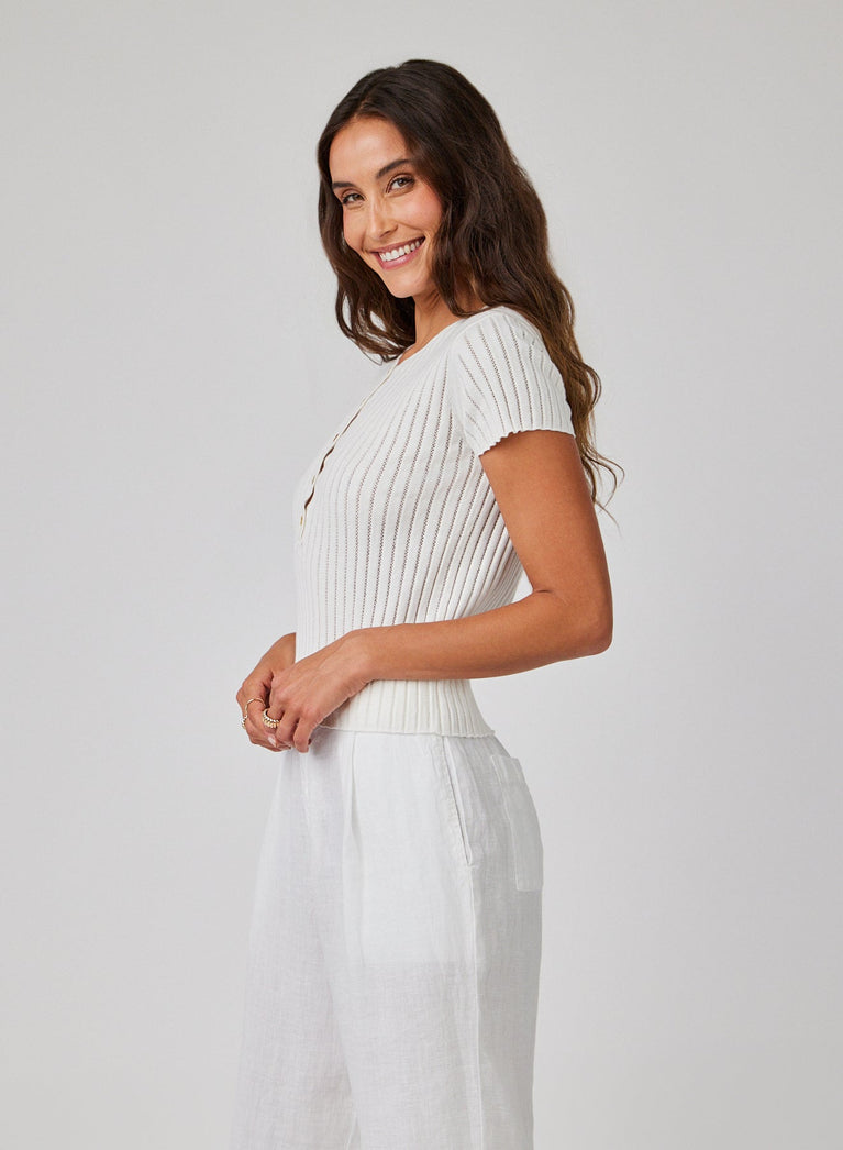 Bella Dahl Cap Sleeve Henley - White