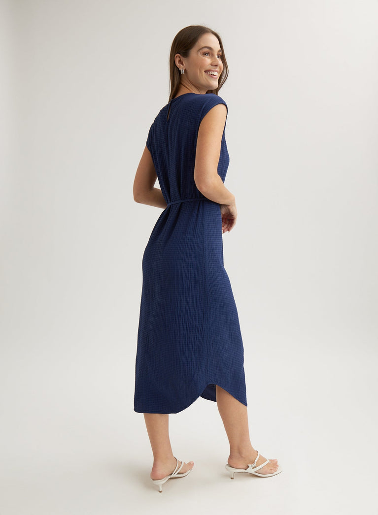 Bella Dahl Cap Sleeve Midi Dress - Navy Coast