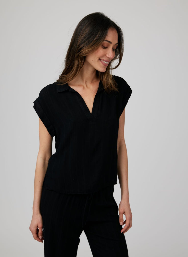 Bella Dahl Cap Sleeve Pullover - Black