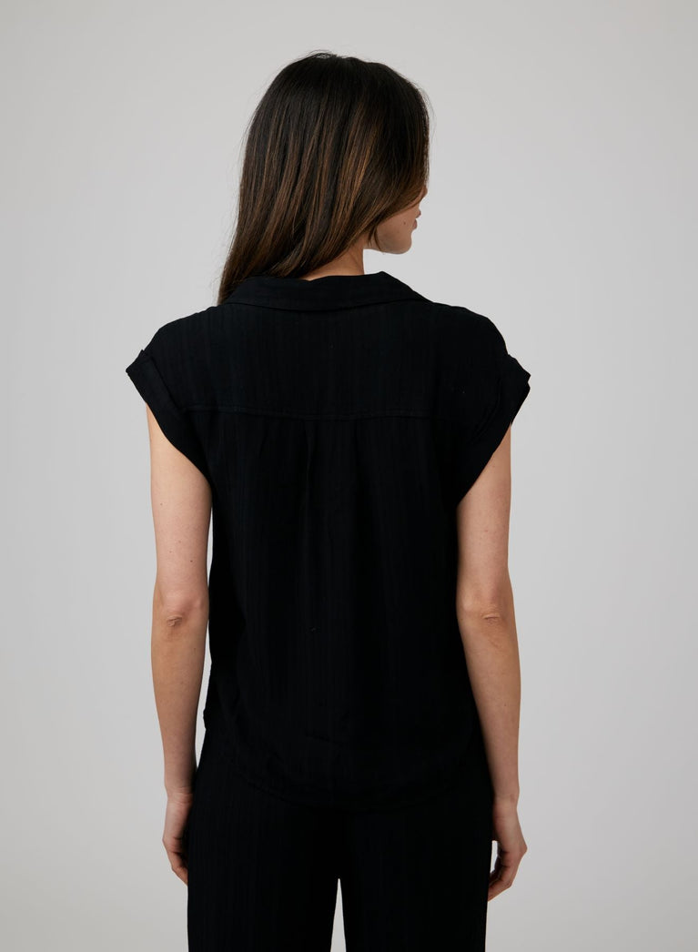 Bella Dahl Cap Sleeve Pullover - Black