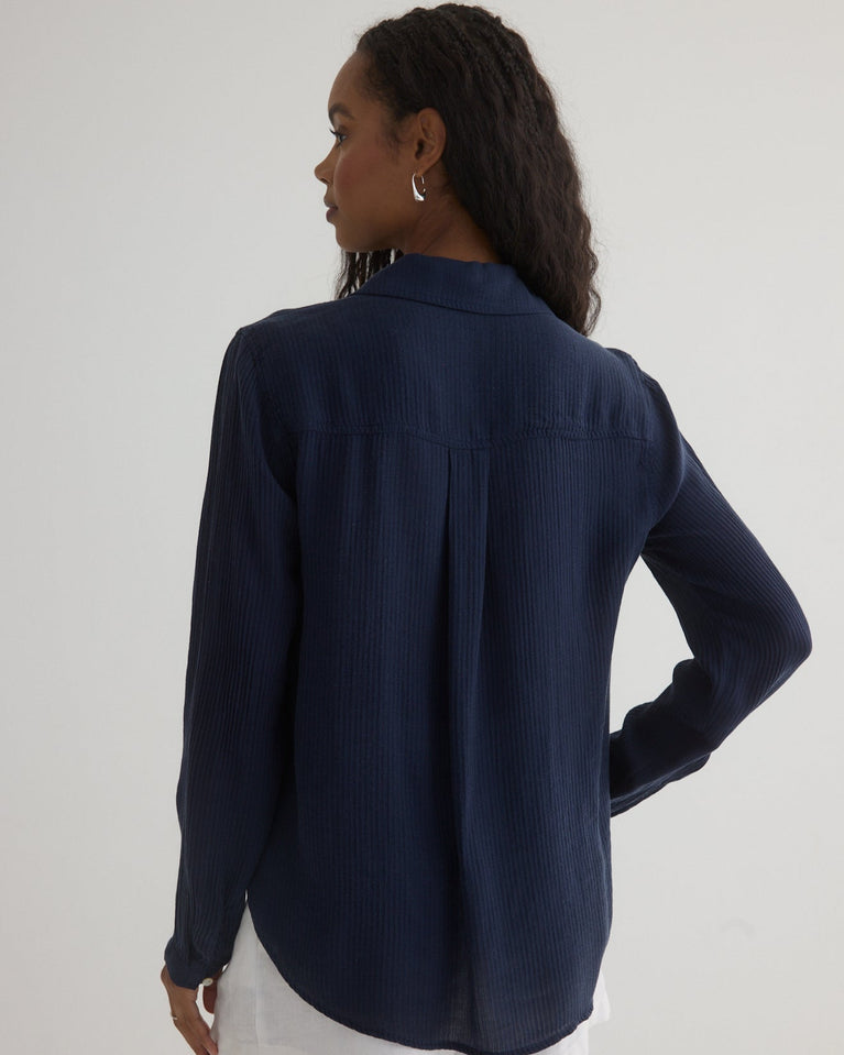 Bella Dahl Clean Front Button Down - Italian Navy