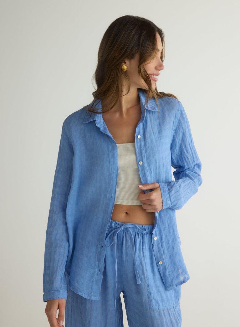 Bella Dahl Clean Front Button Down - Riviera Blue