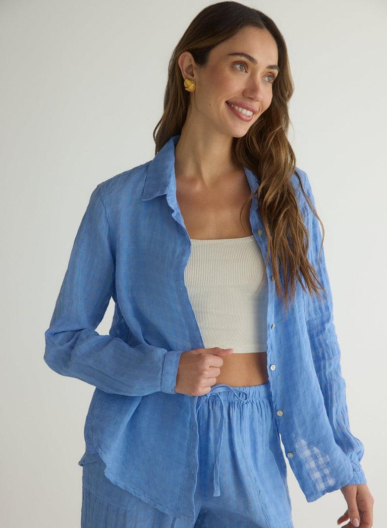 Bella Dahl Clean Front Button Down - Riviera Blue