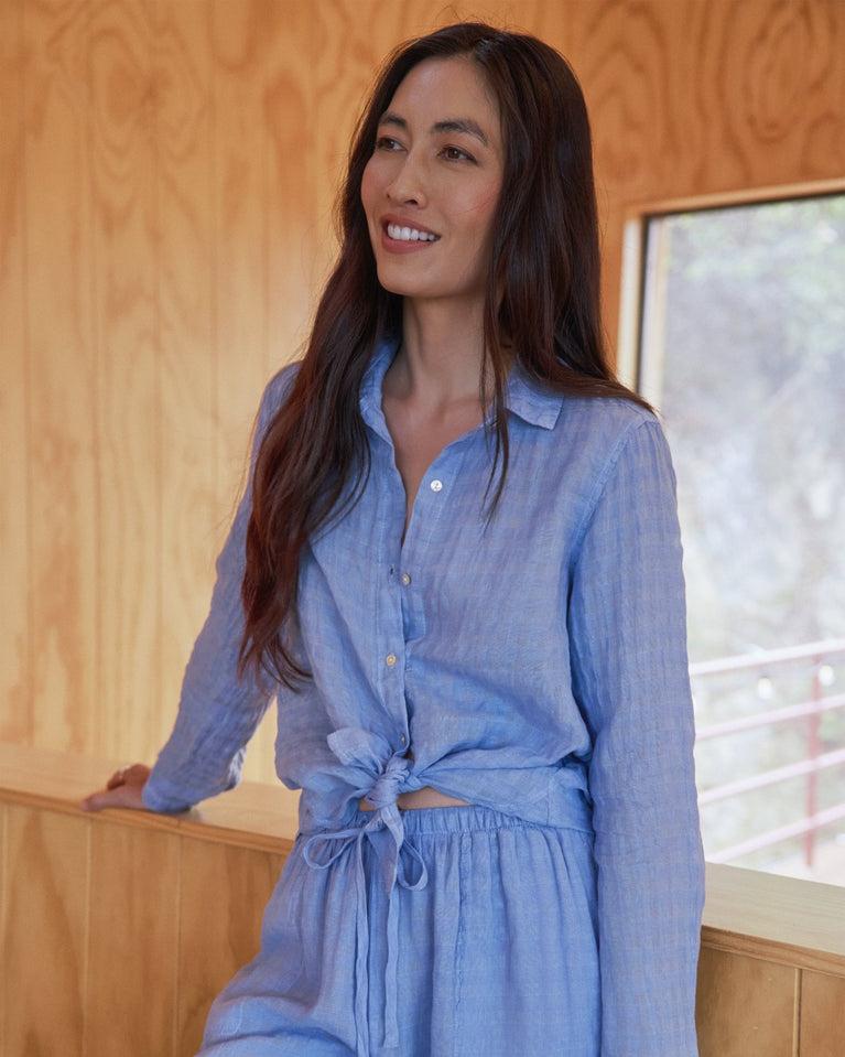 bella dahl Clean Front Button Down - Riviera Blue