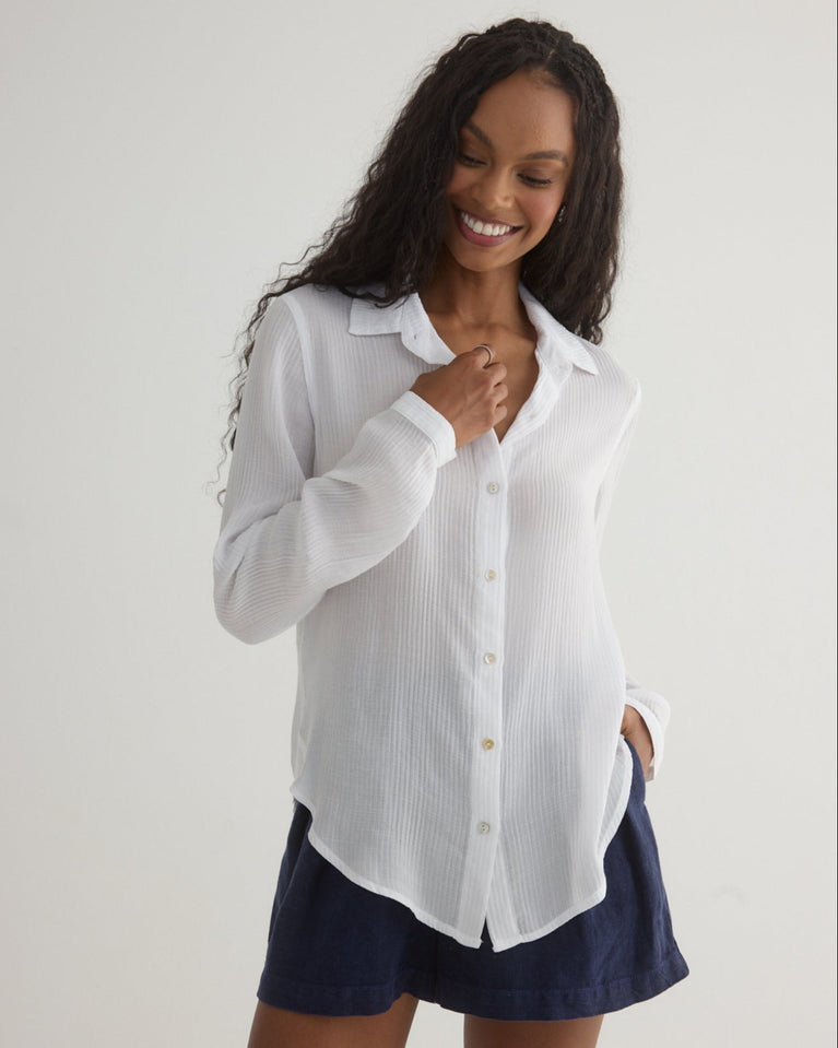 bella dahl Clean Front Button Down - White