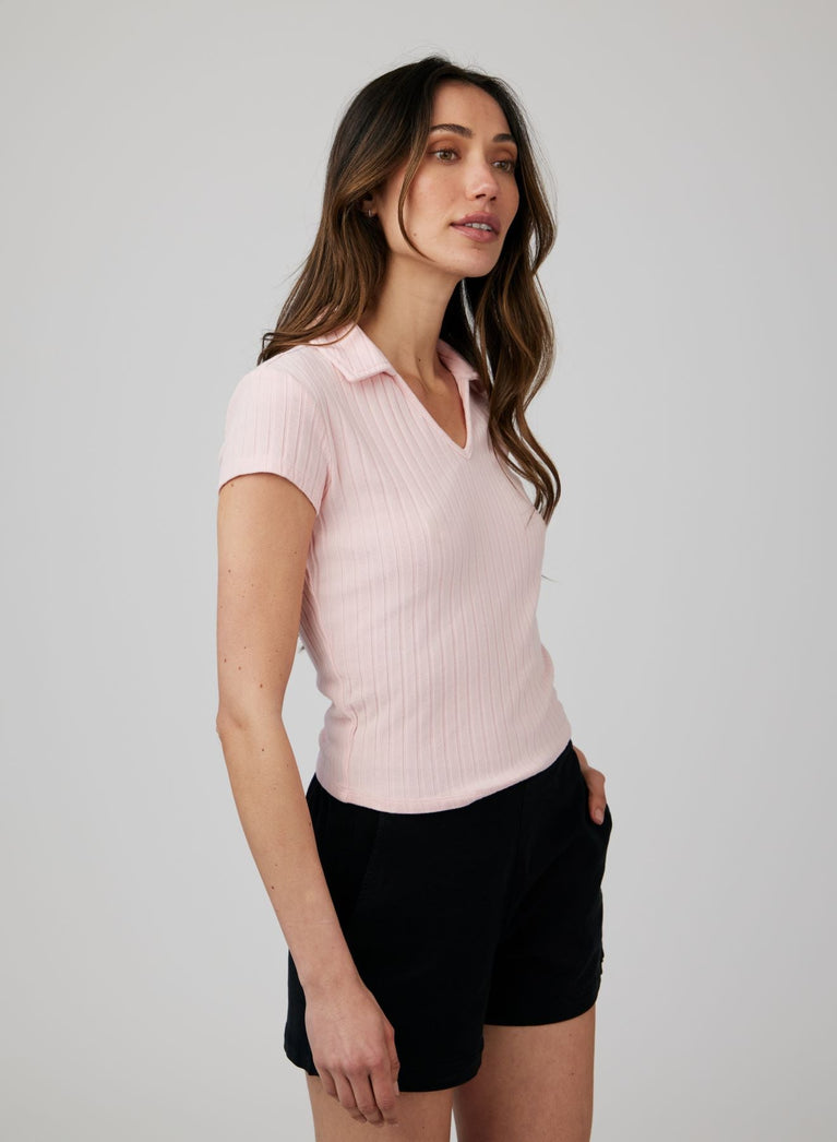 Bella Dahl Collared Crop Top - Pismo Pink