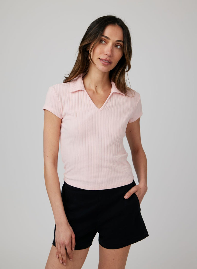 bella dahl Collared Crop Top - Pismo Pink
