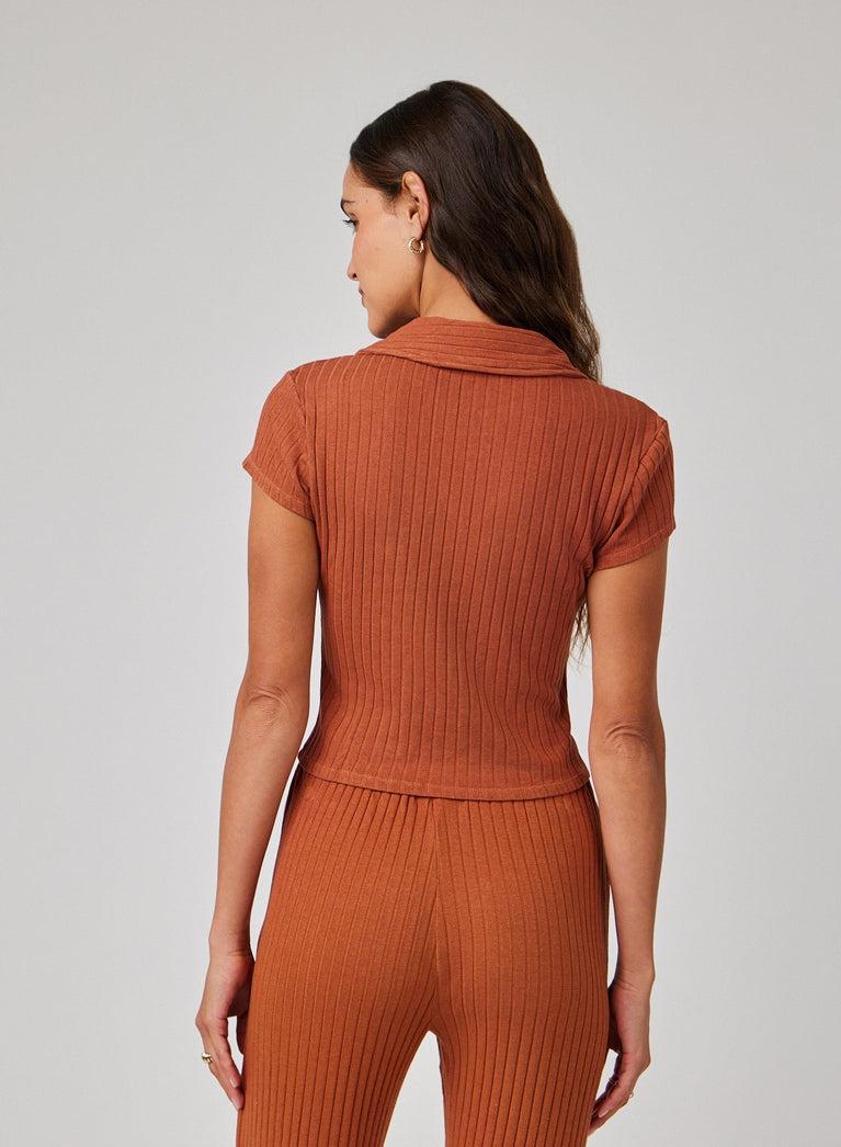 Bella Dahl Collared Crop Top - Spring Brown