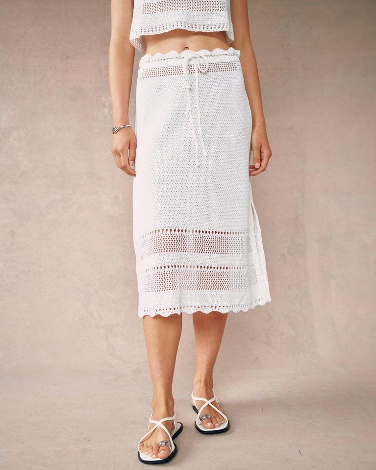 Bella Dahl Crochet Midi Skirt - White