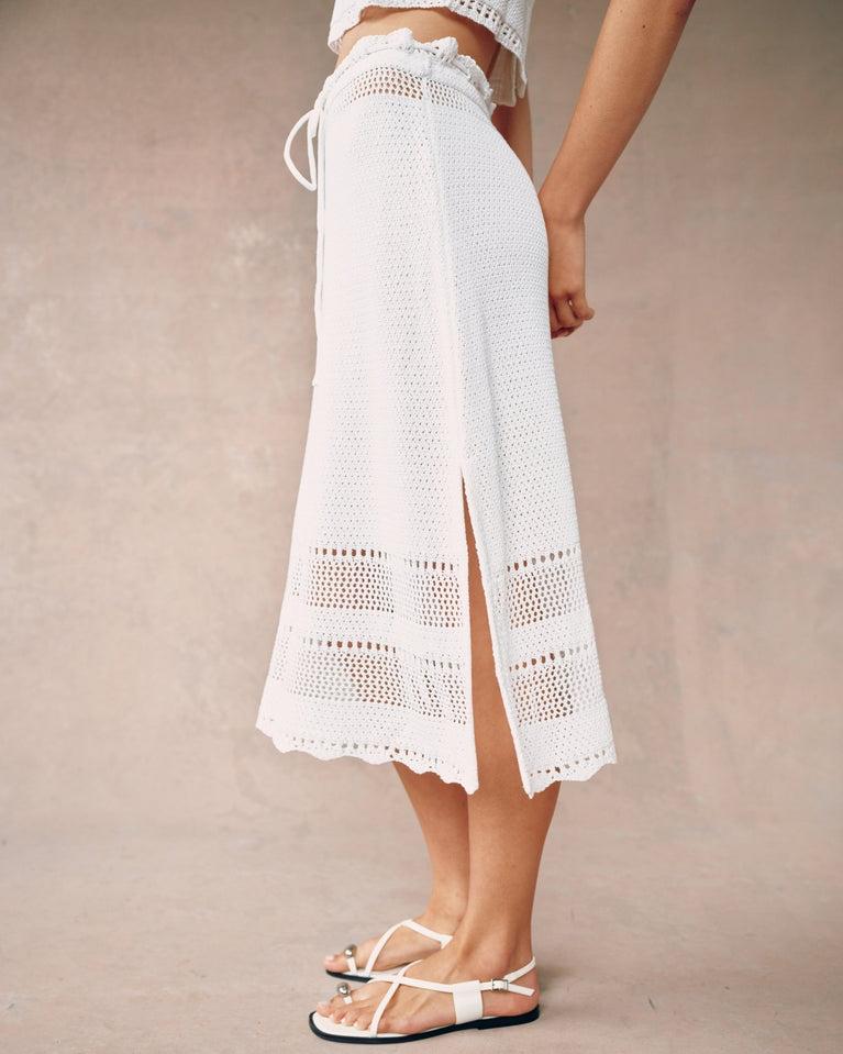 Bella Dahl Crochet Midi Skirt - White