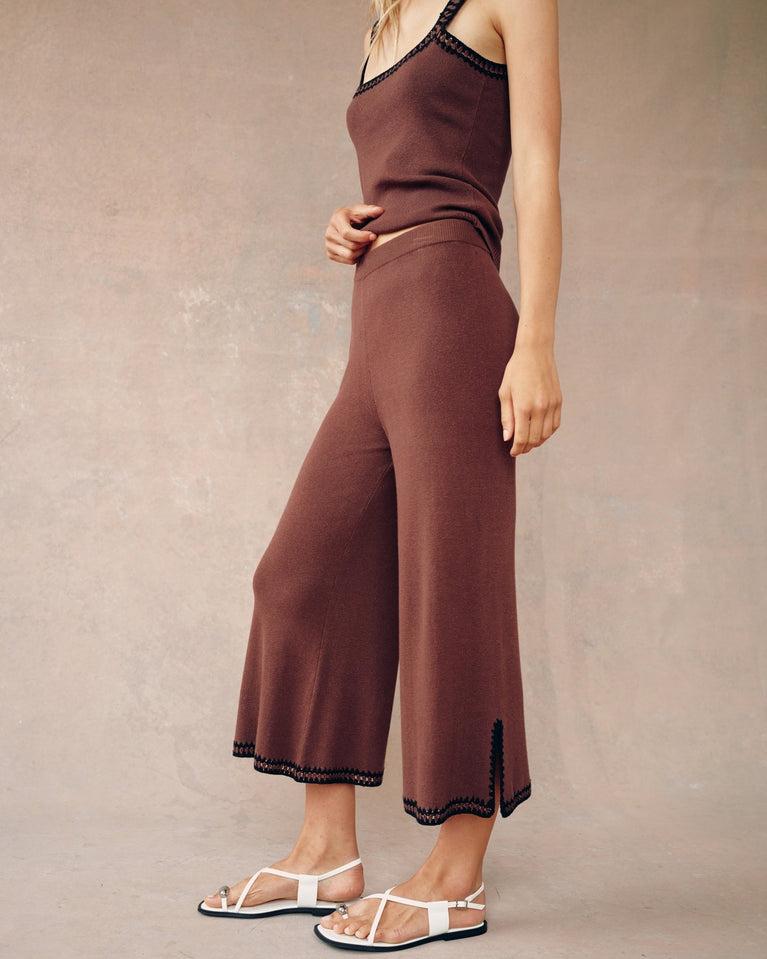 Bella Dahl Crocheted Trim Cropped Pant - Dune Brown