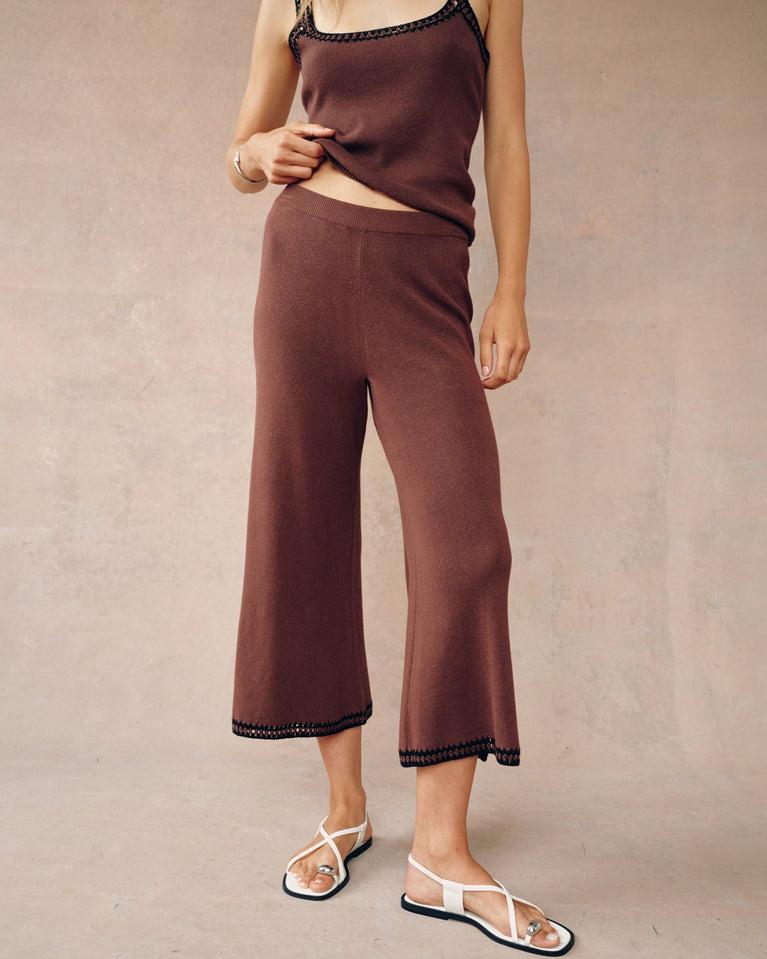 bella dahl Crocheted Trim Cropped Pant - Dune Brown