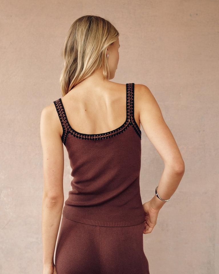 Bella Dahl Crocheted Trim Sweater Top - Dune Brown
