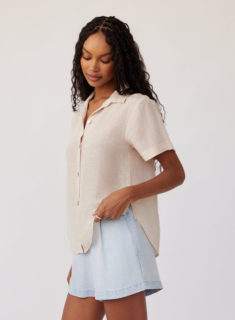 Bella Dahl Cuffed Short Sleeve Shirt - Moroccan Sand