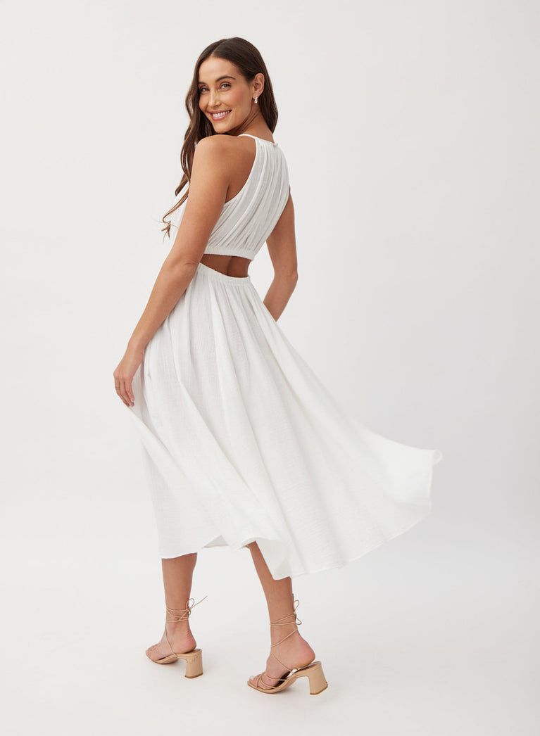 Bella Dahl Cut Out Back Midi Halter Dress - White