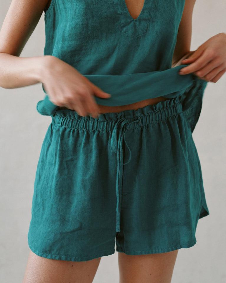 bella dahl Dolphin Short with Tie - Teal Green