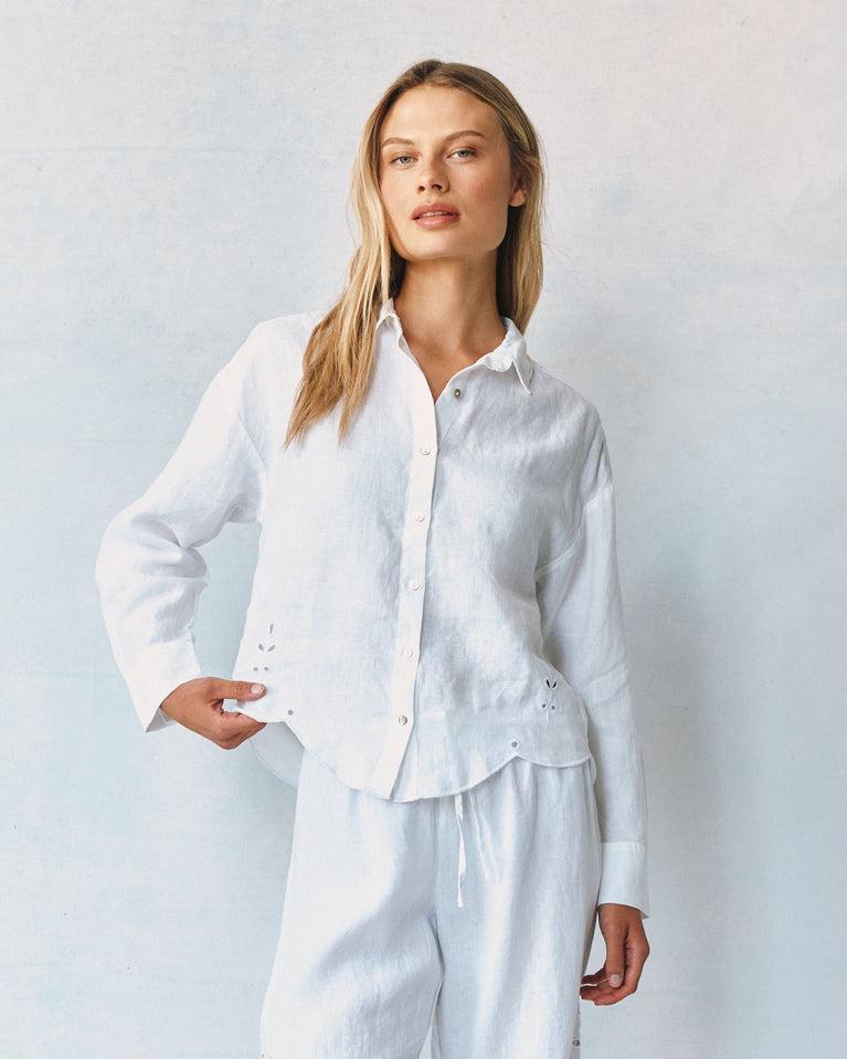 Bella Dahl Eyelet Embroidered Shirt - White