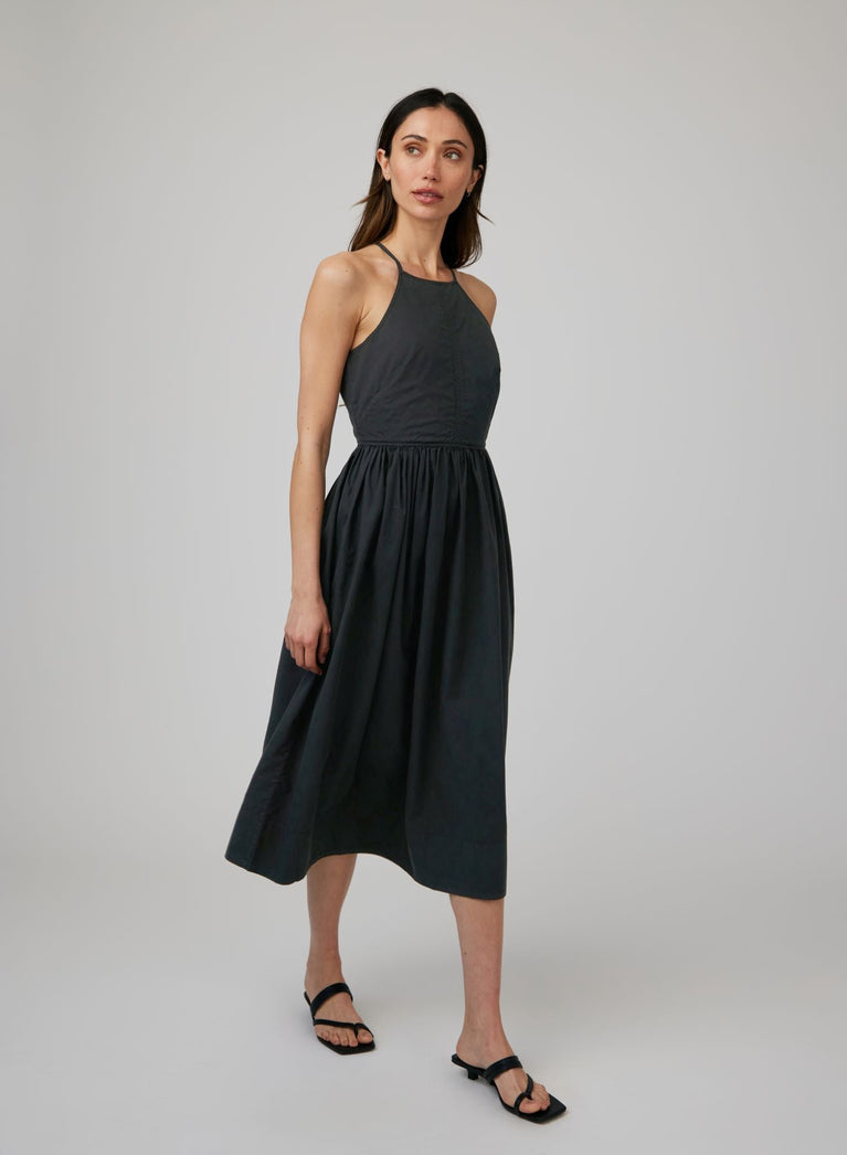 Bella Dahl Fitted Midi Halter Dress - Black