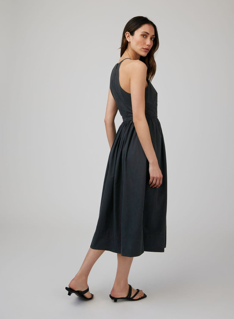 Bella Dahl Fitted Midi Halter Dress - Black