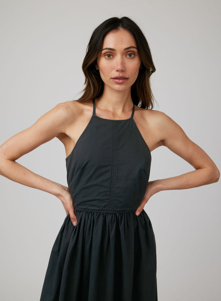 Bella Dahl Fitted Midi Halter Dress - Black