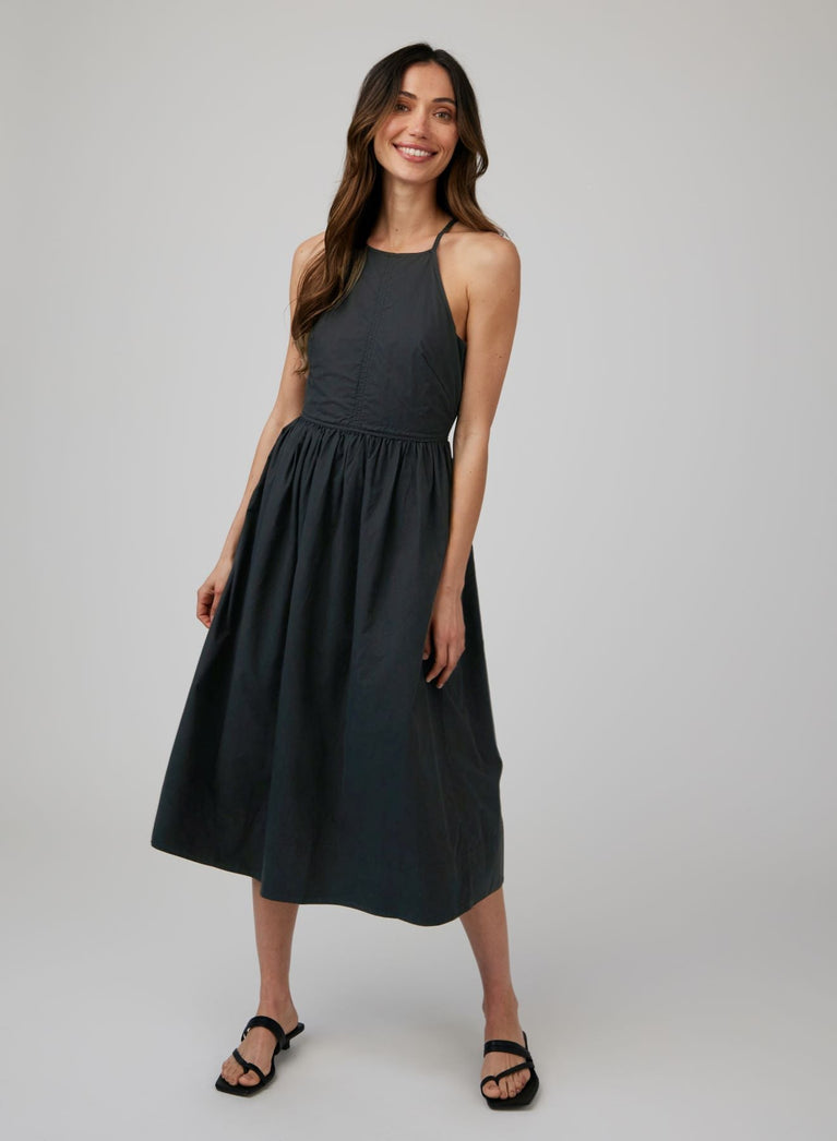 bella dahl Fitted Midi Halter Dress - Black